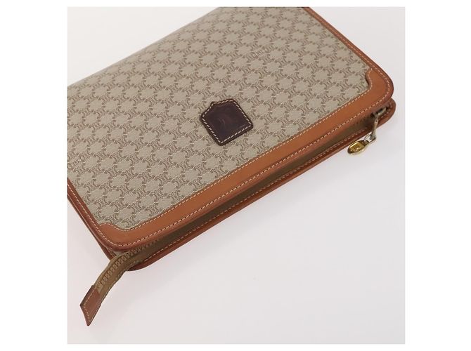 Céline CELINE Macadam Canvas Tasche aus PVC-Leder 4-Set Braun Beige Auth YKZ429 - Ansicht 11