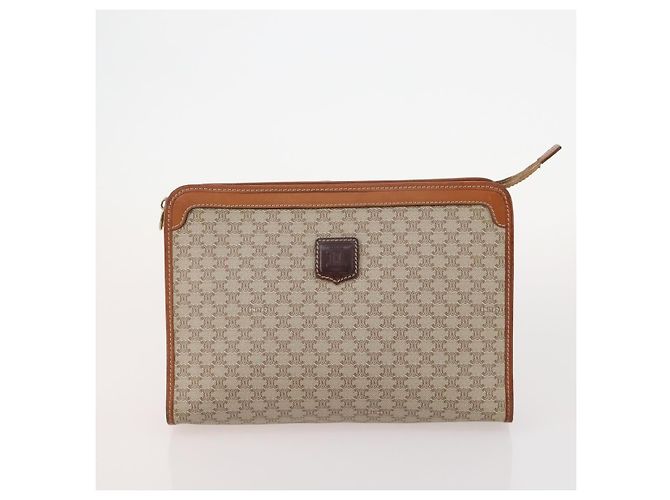 Céline CELINE Macadam Canvas Tasche aus PVC-Leder 4-Set Braun Beige Auth YKZ429 - Ansicht 8