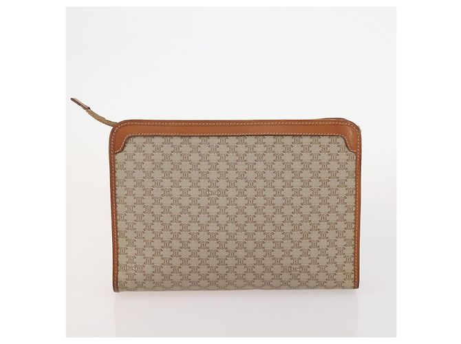 Céline CELINE Macadam Canvas Tasche aus PVC-Leder 4-Set Braun Beige Auth YKZ429 - Ansicht 9