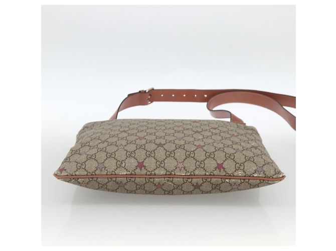 Gucci Borsa a Spalla GG Supreme PVC Beige Oro 201446 Auth YKZ206 D'oro - vista 10