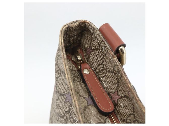 Gucci Borsa a Spalla GG Supreme PVC Beige Oro 201446 Auth YKZ206 D'oro - vista 16