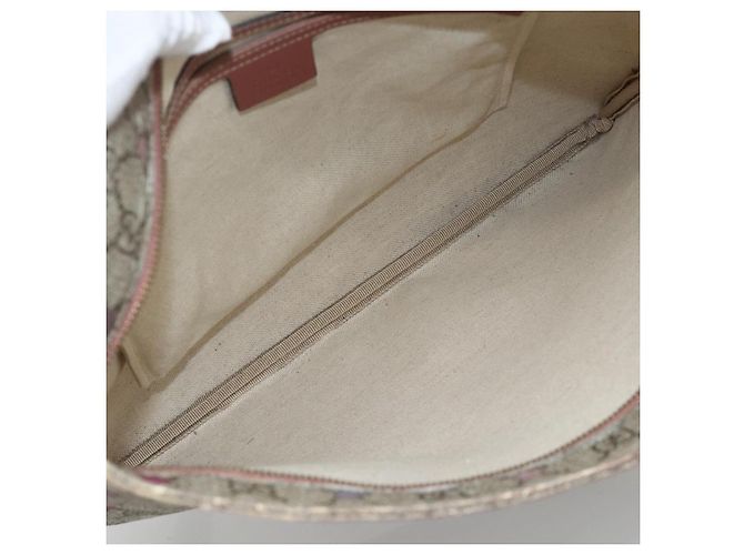 Gucci Borsa a Spalla GG Supreme PVC Beige Oro 201446 Auth YKZ206 D'oro - vista 18