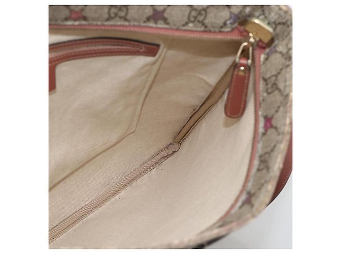 Gucci Borsa a Spalla GG Supreme PVC Beige Oro 201446 Auth YKZ206 D'oro - vista 19