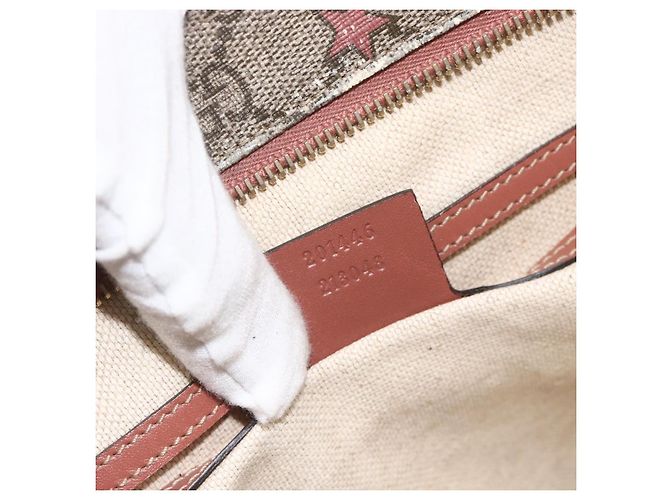 Gucci Borsa a Spalla GG Supreme PVC Beige Oro 201446 Auth YKZ206 D'oro - vista 22