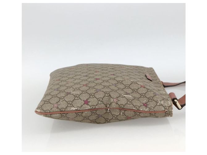 Gucci Borsa a Spalla GG Supreme PVC Beige Oro 201446 Auth YKZ206 D'oro - vista 5