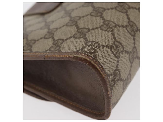 GUCCI GG Supreme Web Sherry Line Clutch Bag PVC Beige Oro Auth 174412 D'oro - vista 10