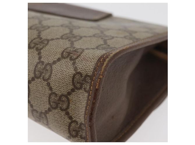 GUCCI GG Supreme Web Sherry Line Clutch Bag PVC Beige Oro Auth 174412 D'oro - vista 11