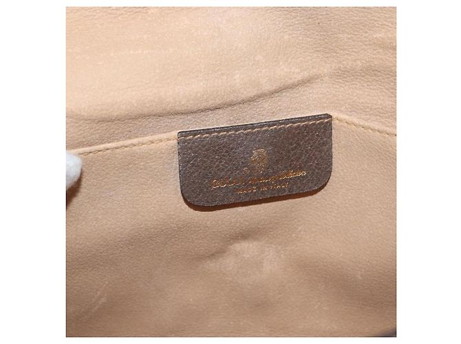 GUCCI GG Supreme Web Sherry Line Clutch Bag PVC Beige Oro Auth 174412 D'oro - vista 14