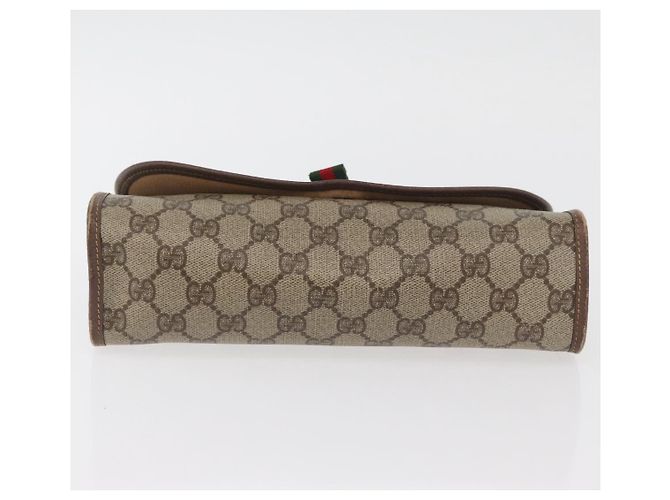 GUCCI GG Supreme Web Sherry Line Clutch Bag PVC Beige Oro Auth 174412 D'oro - vista 7