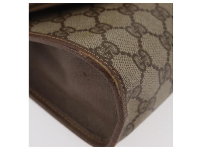 GUCCI GG Supreme Web Sherry Line Clutch Bag PVC Beige Oro Auth 174412 D'oro - vista 8