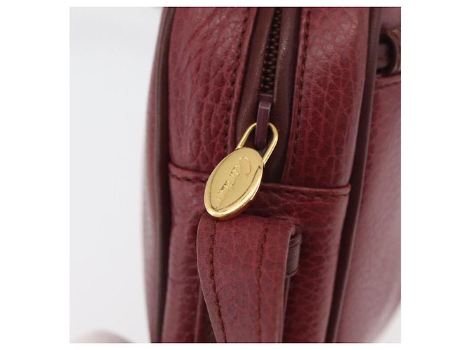 Cartier Bolso de Hombro Must Line de Cuero Burdeos Dorado Auth ka3812 - vista 14