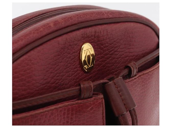 Cartier Bolso de Hombro Must Line de Cuero Burdeos Dorado Auth ka3812 - vista 15