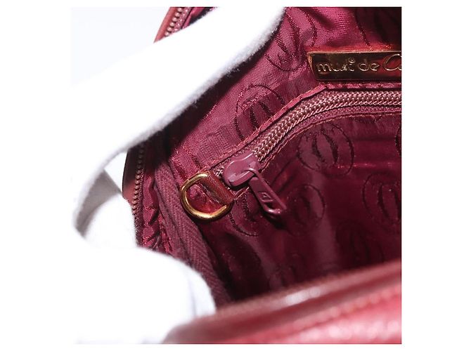 Cartier Bolso de Hombro Must Line de Cuero Burdeos Dorado Auth ka3812 - vista 21