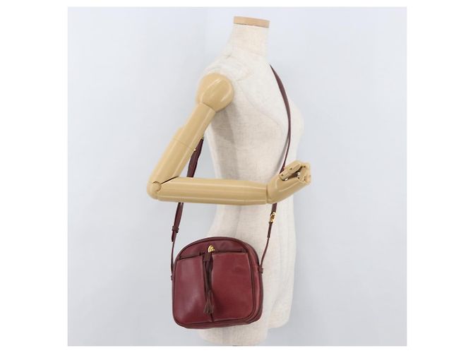 Cartier Bolso de Hombro Must Line de Cuero Burdeos Dorado Auth ka3812 - vista 23