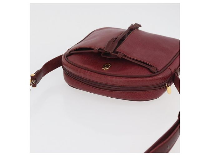 Cartier Bolso de Hombro Must Line de Cuero Burdeos Dorado Auth ka3812 - vista 6