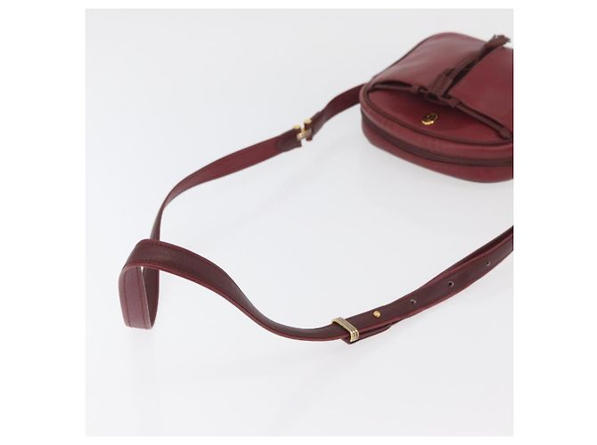 Cartier Bolso de Hombro Must Line de Cuero Burdeos Dorado Auth ka3812 - vista 7