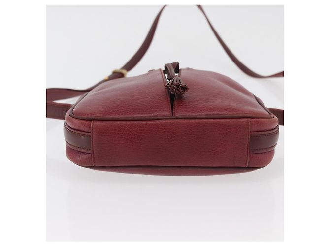 Cartier Bolso de Hombro Must Line de Cuero Burdeos Dorado Auth ka3812 - vista 9