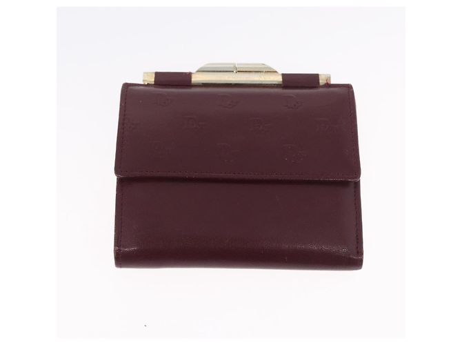 Portafoglio Christian Dior in pelle 3 pezzi Bordeaux Blu navy oro Auth ti3813 D'oro Bordò - vista 12