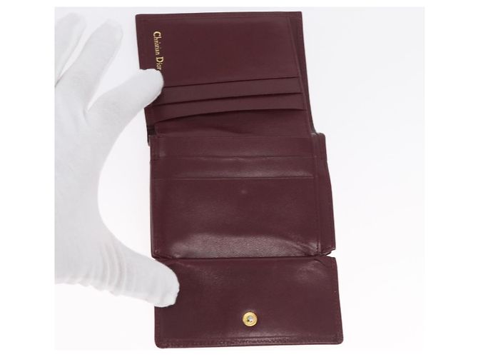 Portafoglio Christian Dior in pelle 3 pezzi Bordeaux Blu navy oro Auth ti3813 D'oro Bordò - vista 18