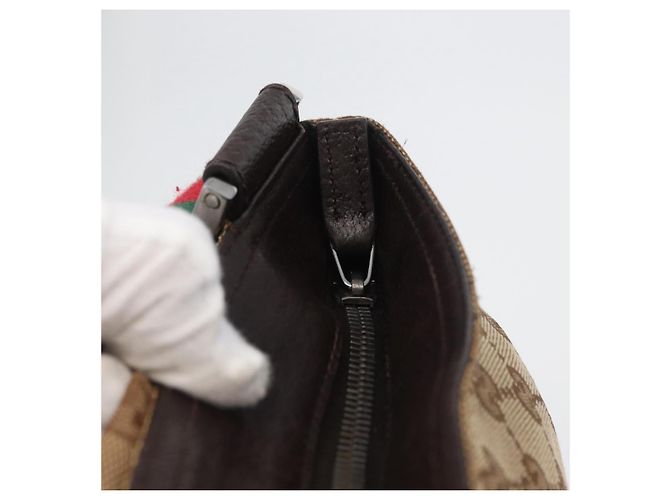 Borsa a Spalla Gucci GG Canvas Web Sherry Line Beige Argento 169937 Auth gh1991 - vista 18