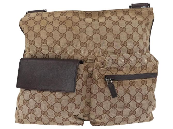 Borsa a Spalla Gucci GG Canvas Web Sherry Line Beige Argento 169937 Auth gh1991 - vista 2