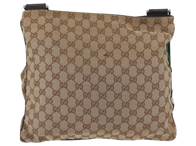 Borsa a Spalla Gucci GG Canvas Web Sherry Line Beige Argento 169937 Auth gh1991 - vista 3