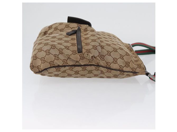 Borsa a Spalla Gucci GG Canvas Web Sherry Line Beige Argento 169937 Auth gh1991 - vista 5