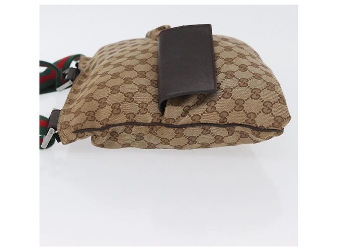 Borsa a Spalla Gucci GG Canvas Web Sherry Line Beige Argento 169937 Auth gh1991 - vista 7