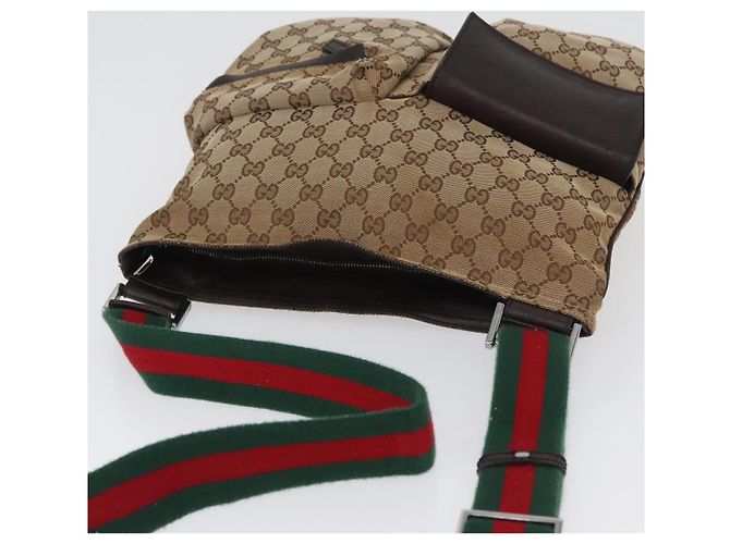 Borsa a Spalla Gucci GG Canvas Web Sherry Line Beige Argento 169937 Auth gh1991 - vista 8