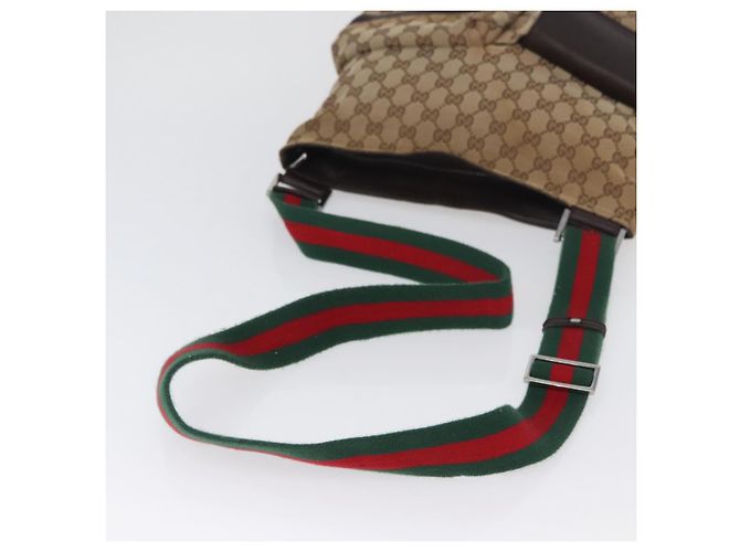 Borsa a Spalla Gucci GG Canvas Web Sherry Line Beige Argento 169937 Auth gh1991 - vista 9
