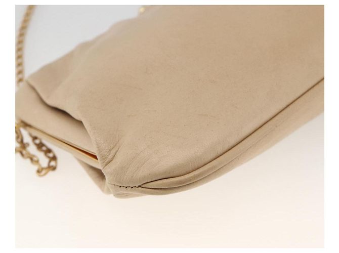 Céline Borsa a spalla a catena in pelle beige oro Auth YKZ364 D'oro - vista 11