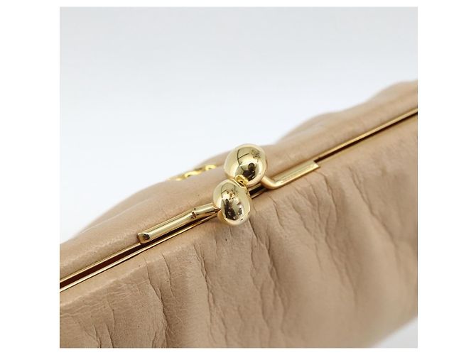 Céline Borsa a spalla a catena in pelle beige oro Auth YKZ364 D'oro - vista 14