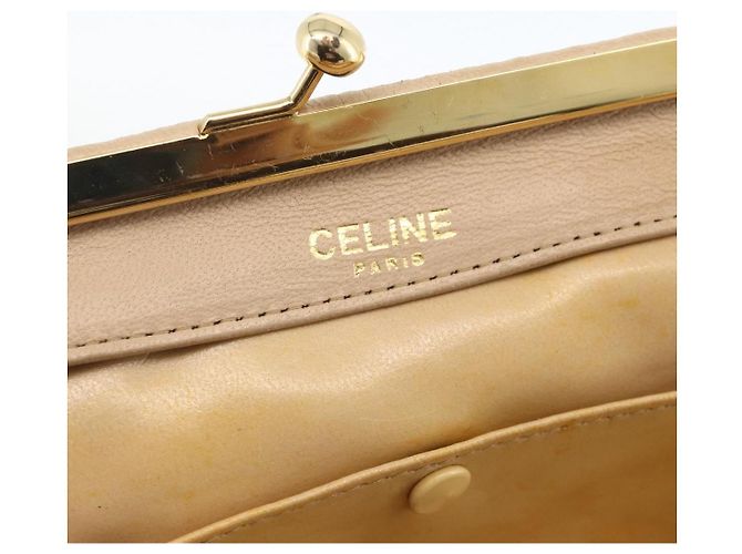 Céline Borsa a spalla a catena in pelle beige oro Auth YKZ364 D'oro - vista 15