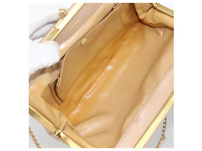 Céline Borsa a spalla a catena in pelle beige oro Auth YKZ364 D'oro - vista 16