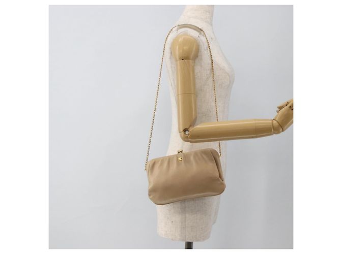 Céline Borsa a spalla a catena in pelle beige oro Auth YKZ364 D'oro - vista 20