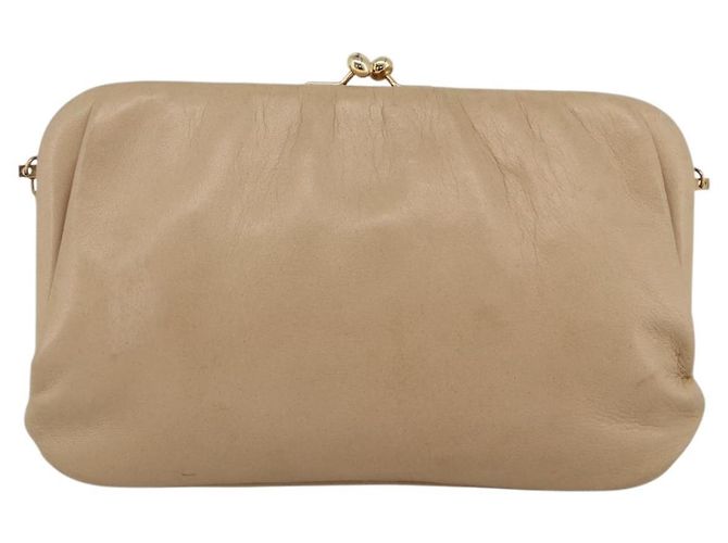 Céline Borsa a spalla a catena in pelle beige oro Auth YKZ364 D'oro - vista 3