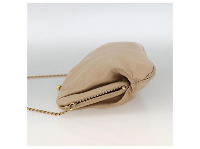 Céline Borsa a spalla a catena in pelle beige oro Auth YKZ364 D'oro - vista 4