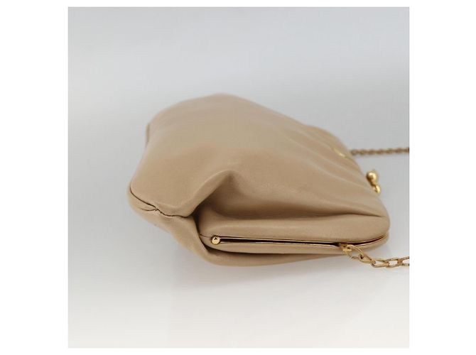 Céline Borsa a spalla a catena in pelle beige oro Auth YKZ364 D'oro - vista 5