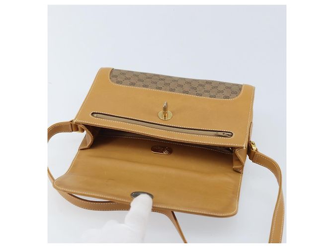 Gucci Borsa a Spalla Micro GG Supreme PVC Beige Oro Auth AMZ079 D'oro - vista 15