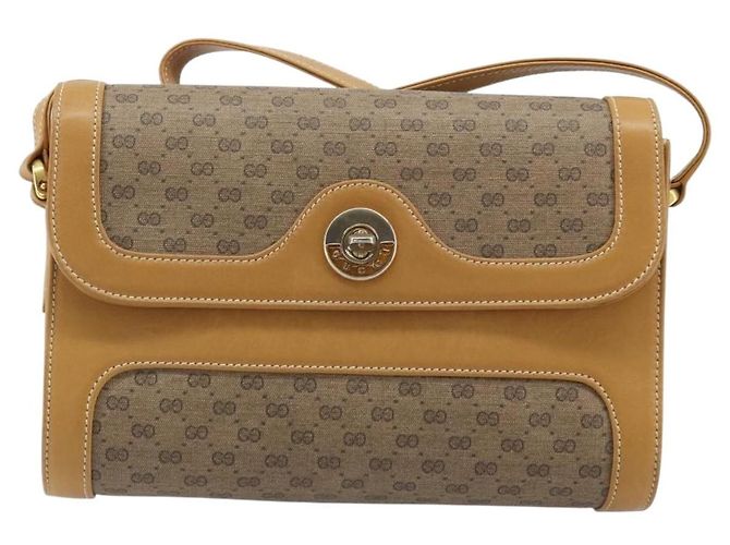 Gucci Borsa a Spalla Micro GG Supreme PVC Beige Oro Auth AMZ079 D'oro - vista 2