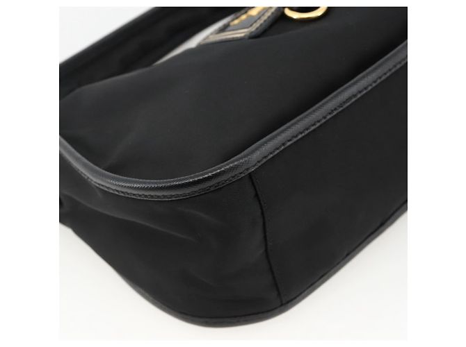 PRADA Borsa a Mano Nylon 2 vie Nero Oro Auth 172342SAV D'oro - vista 13