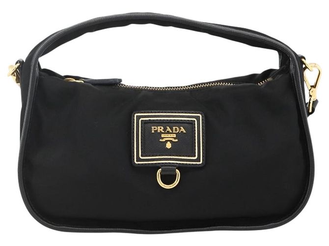 PRADA Borsa a Mano Nylon 2 vie Nero Oro Auth 172342SAV D'oro - vista 2