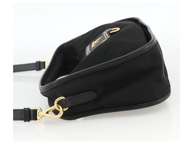 PRADA Borsa a Mano Nylon 2 vie Nero Oro Auth 172342SAV D'oro - vista 4