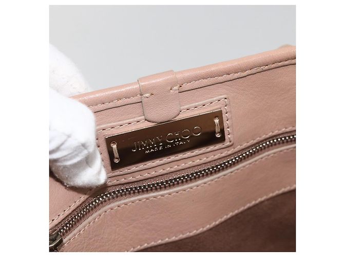 Jimmy Choo Borsa Tote in Pelle Rosa Argento Auth BA11939 - vista 14