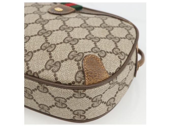 Borsa Sherry Line GG Supreme Web di GUCCI in PVC beige e oro 89 02 066 Auth BAZ503 D'oro - vista 10