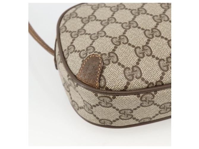 Borsa Sherry Line GG Supreme Web di GUCCI in PVC beige e oro 89 02 066 Auth BAZ503 D'oro - vista 13