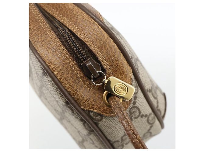 Borsa Sherry Line GG Supreme Web di GUCCI in PVC beige e oro 89 02 066 Auth BAZ503 D'oro - vista 14