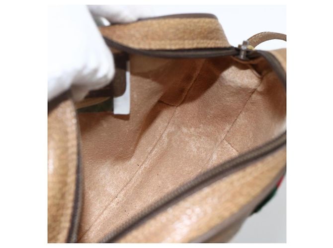 Borsa Sherry Line GG Supreme Web di GUCCI in PVC beige e oro 89 02 066 Auth BAZ503 D'oro - vista 17