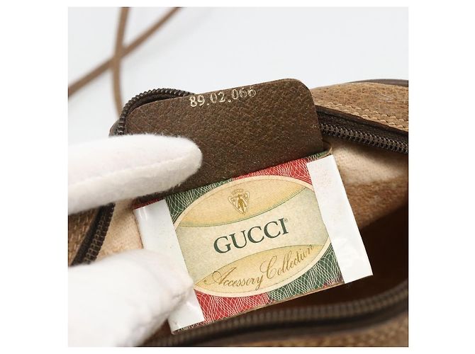 Borsa Sherry Line GG Supreme Web di GUCCI in PVC beige e oro 89 02 066 Auth BAZ503 D'oro - vista 19