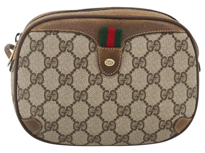 Borsa Sherry Line GG Supreme Web di GUCCI in PVC beige e oro 89 02 066 Auth BAZ503 D'oro - vista 2